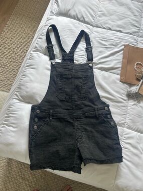 Abercrombie & Fitch Black Denim Short Overalls